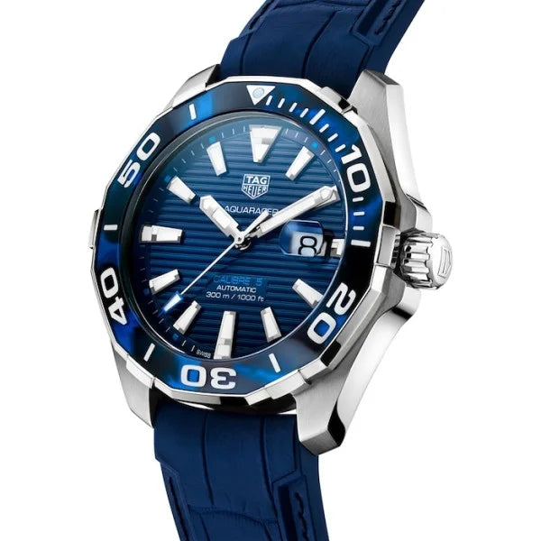 TAG Heuer Aquaracer WAY201P.FT6178 – Men’s Automatic Blue Dial Rubber Strap Watch