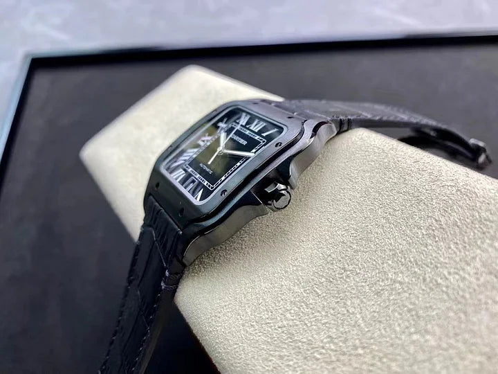 Cartier Santos de Cartier LM 39.8mm Black Dial Automatic Leather Strap