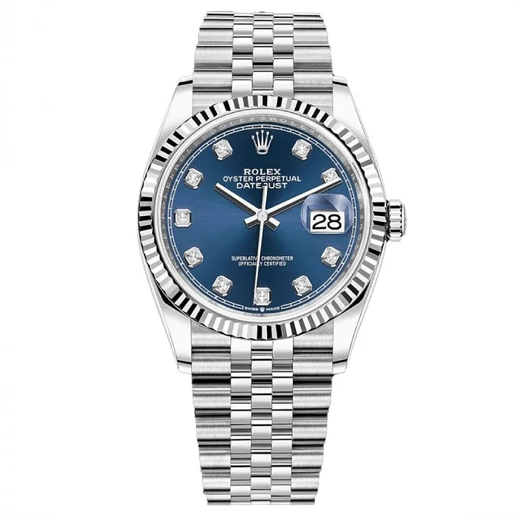 Rolex Datejust 36 126234G Bright Blue Dial | Diamond Bezel | White Gold & Steel