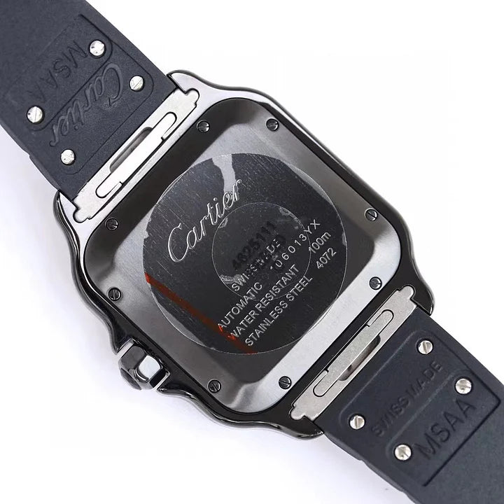 Cartier Santos de Cartier LM WSSA0039 Black Dial 39.8mm Rubber Strap