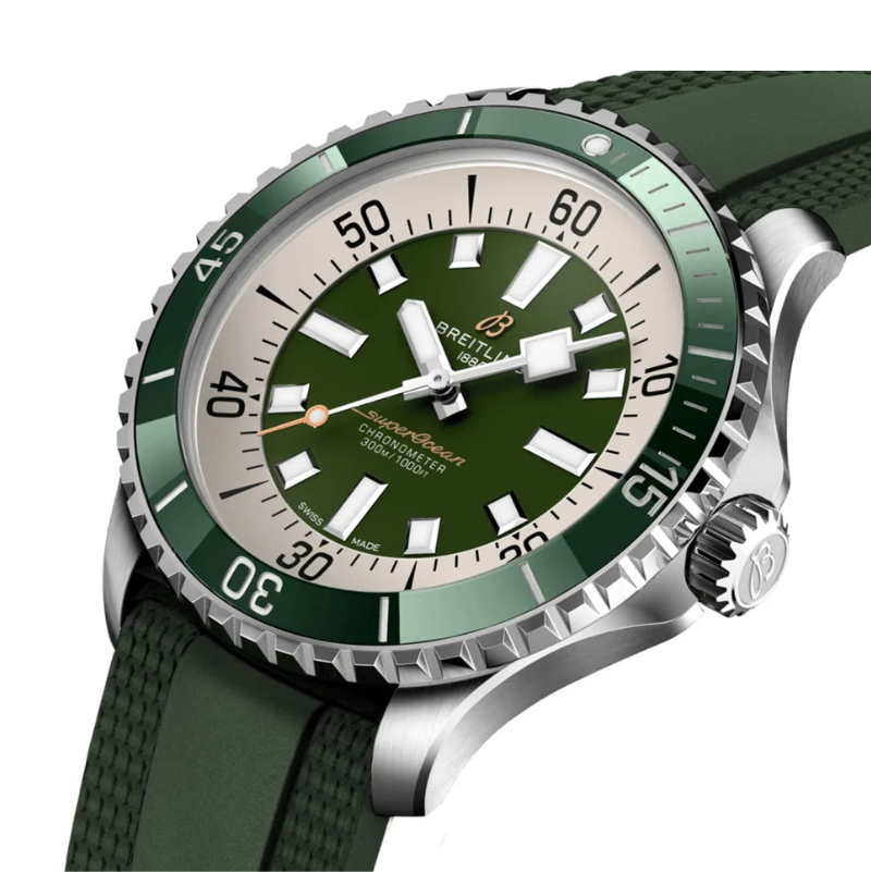 Breitling Superocean Automatic Steel, Rubber, Green Dial