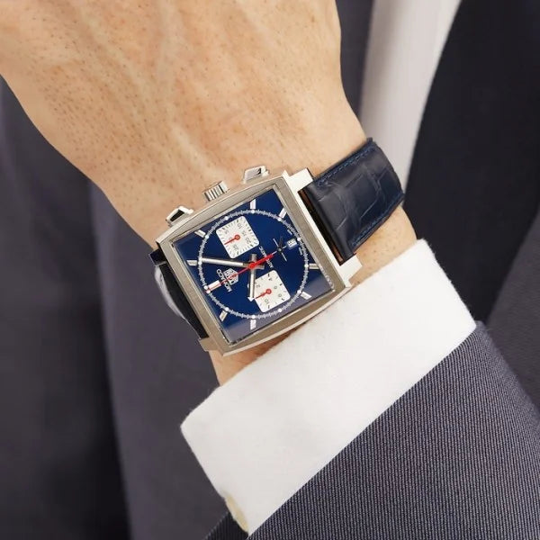 TAG Heuer Monaco CBL2111.FC6453 – Men’s Automatic Blue Dial Leather Strap Watch