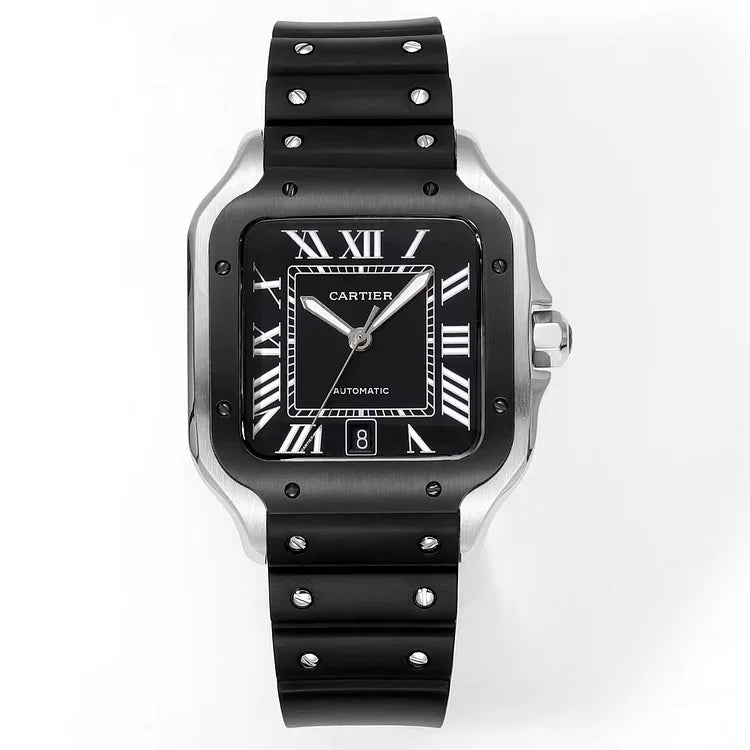 Cartier Santos de Cartier LM 39.8mm Black Dial Rubber Strap | Automatic