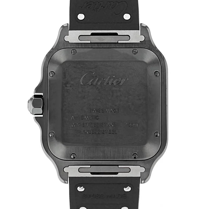 Cartier Santos de Cartier LM WSSA0039 Black Dial 39.8mm Rubber Strap