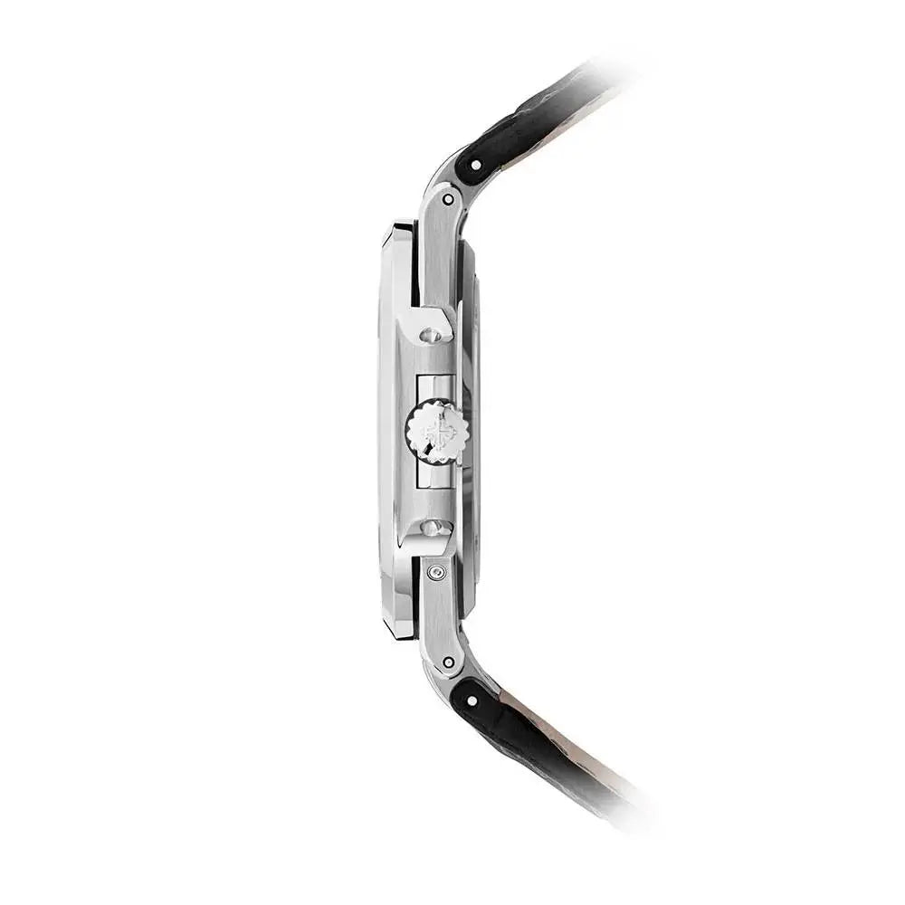 Patek Philippe Nautilus 40mm Watch – Ref: 5712G-001 – Gray Moon-Phase Dial in White Dial Black Leather Strap