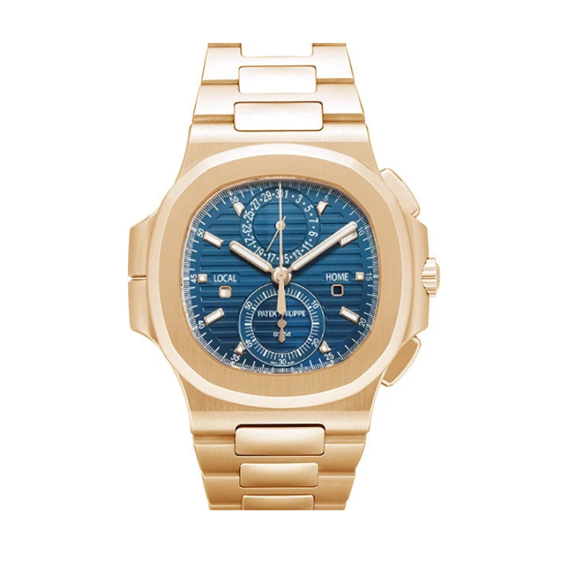 Patek Philippe Nautilus Chronograph Travel Time Gold and Blue