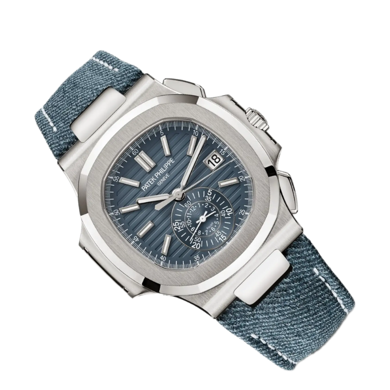 Patek Philippe Nautilus 5980/60G-001 Flyback Chronograph Denim Strap