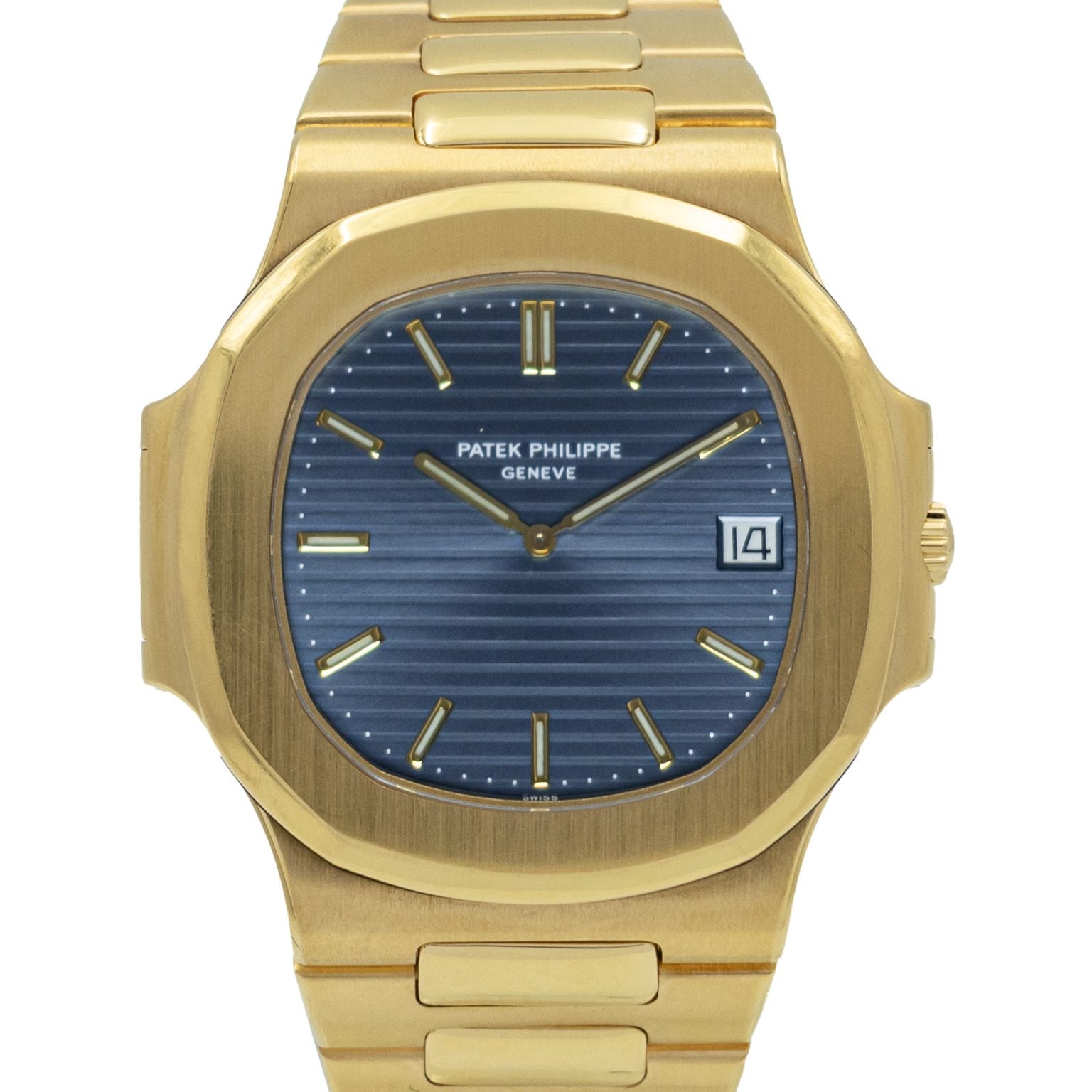 Patek Philippe Nautilus Jumbo 3700/1 in Yellow Gold with Blue Dial