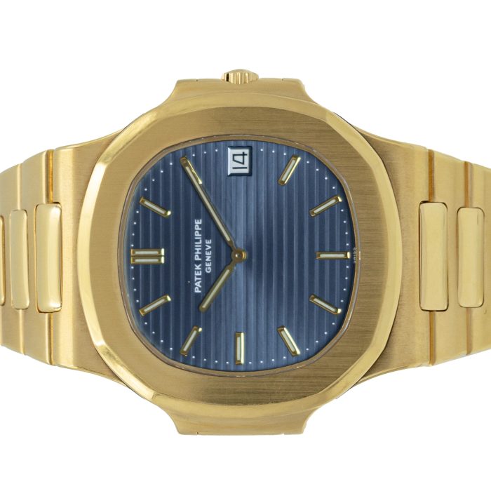Patek Philippe Nautilus Jumbo 3700/1 in Yellow Gold with Blue Dial